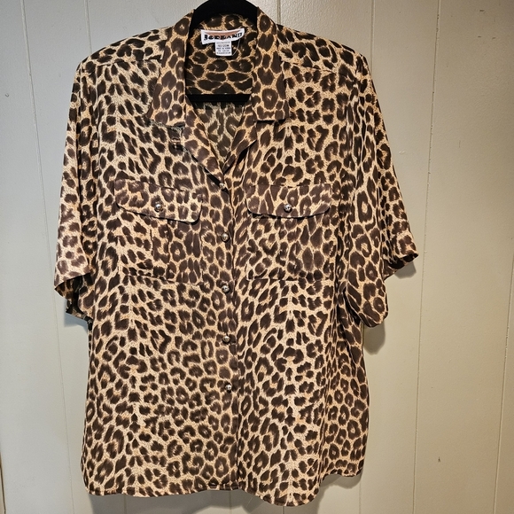 Jordan Tops - Jordan Brown Leopard Print Casual Shirt